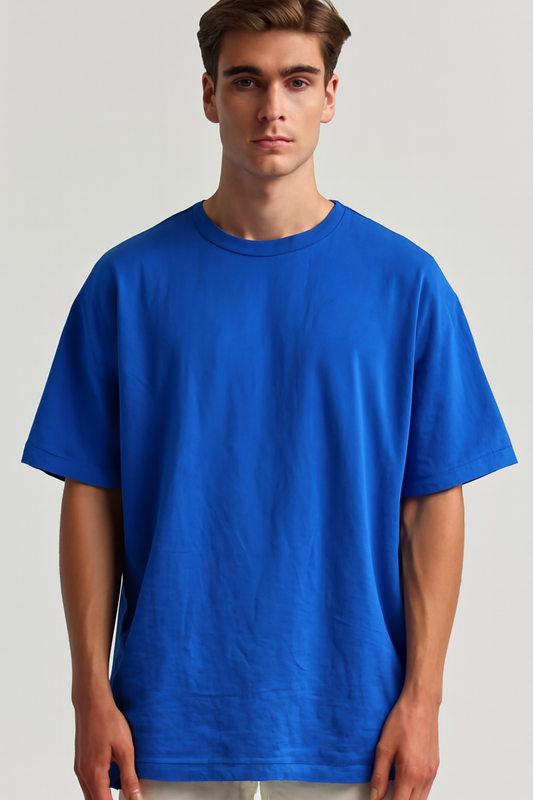 Oversized Plain French-Terry  , royal blue