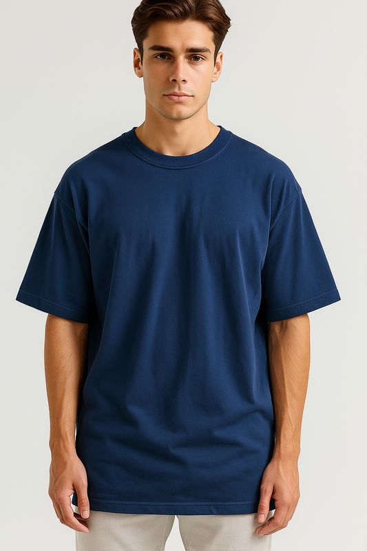 Oversized Plain French-Terry  Dark Blue