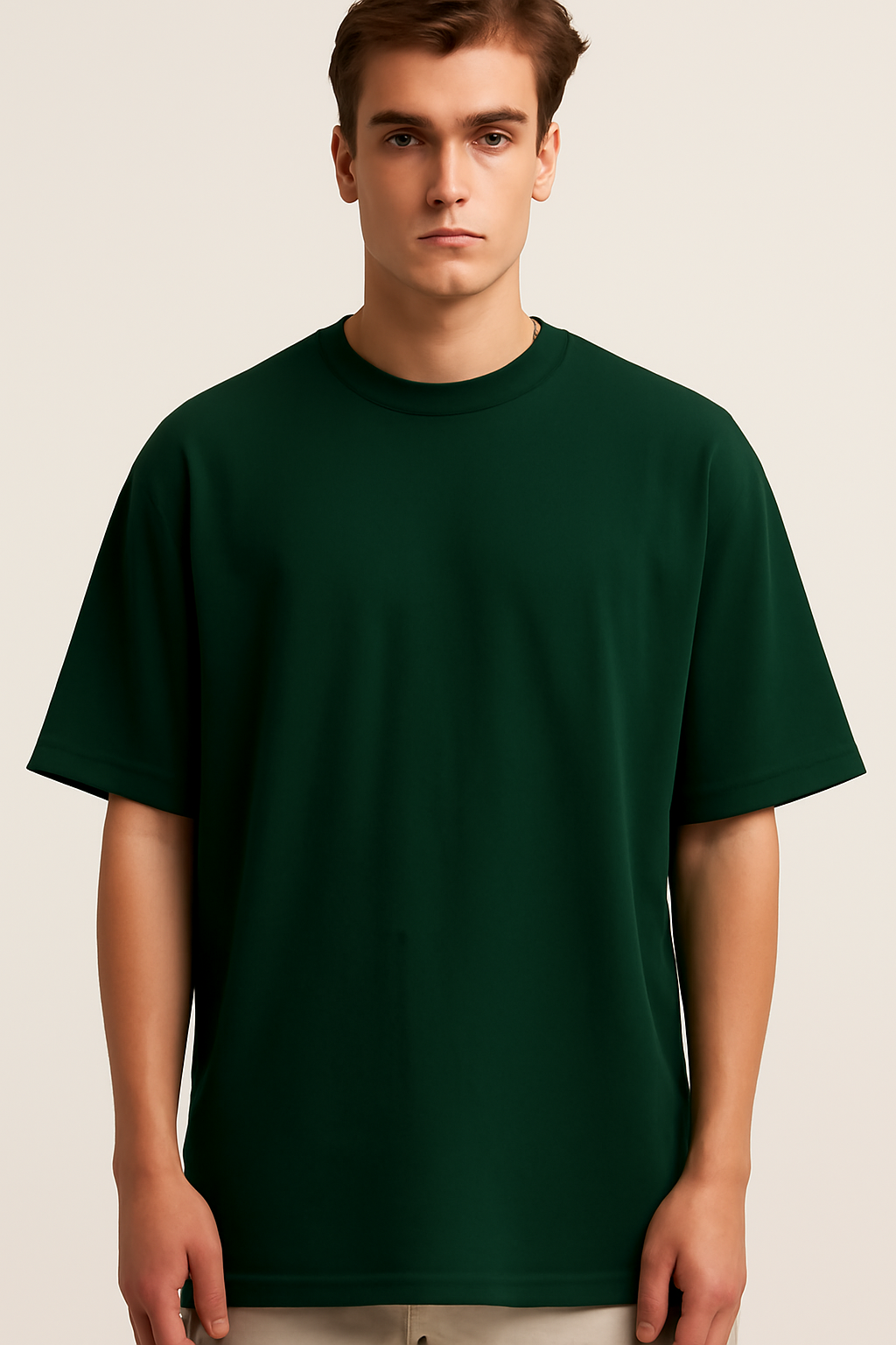 Oversized Plain French-Terry  Bottle Green