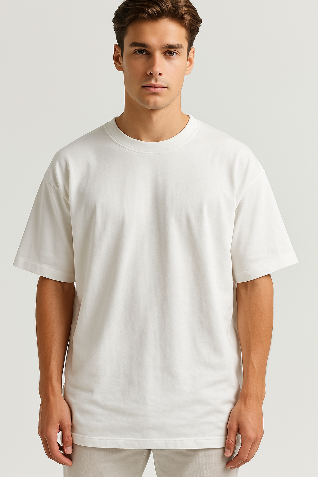 Oversized Plain French-Terry  , White